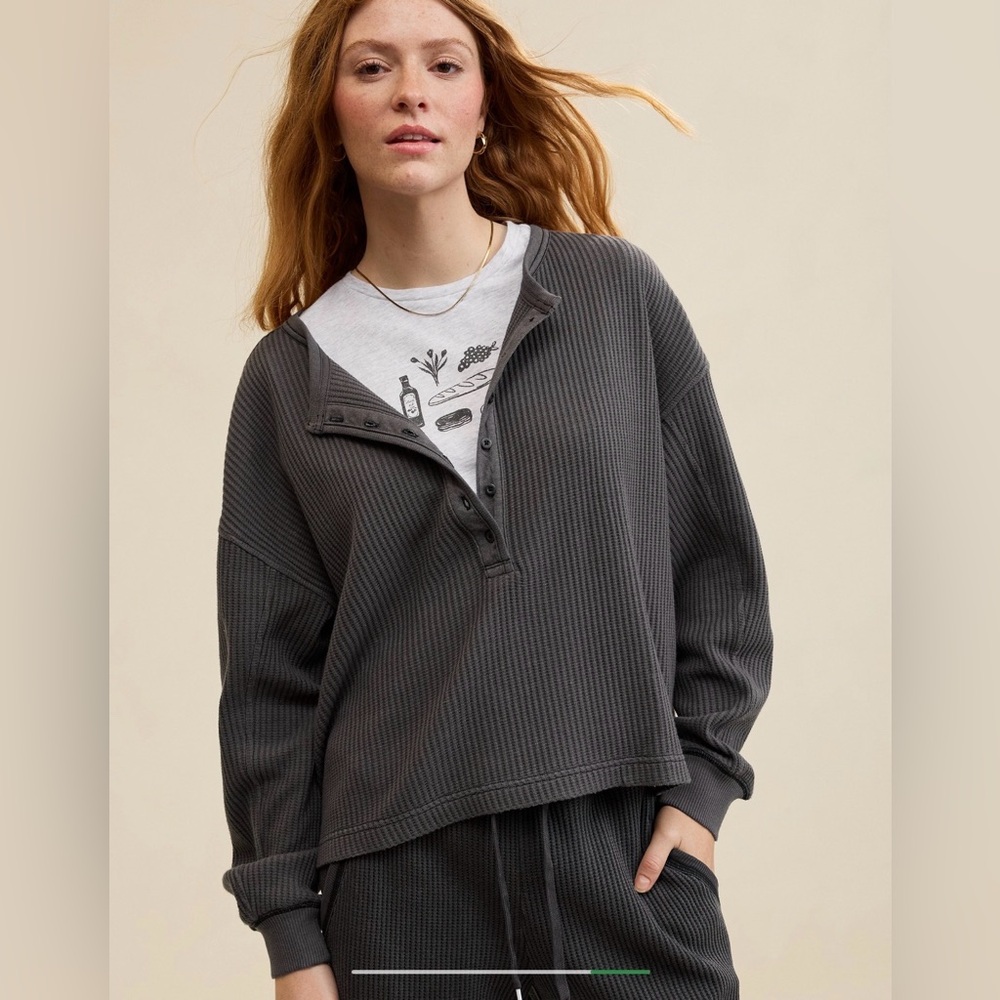 Aerie Waffle Henley Sweatshirt